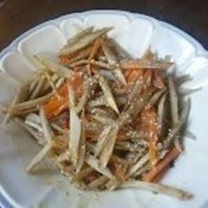 和食の定番。麺つゆで簡単金平牛蒡！